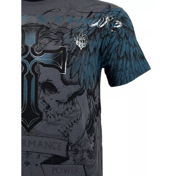 XTREME COUTURE by AFFLICTION Men's T-Shirt CARNIVORE Skulls Cross Biker S-5XL - Picture 9 of 9